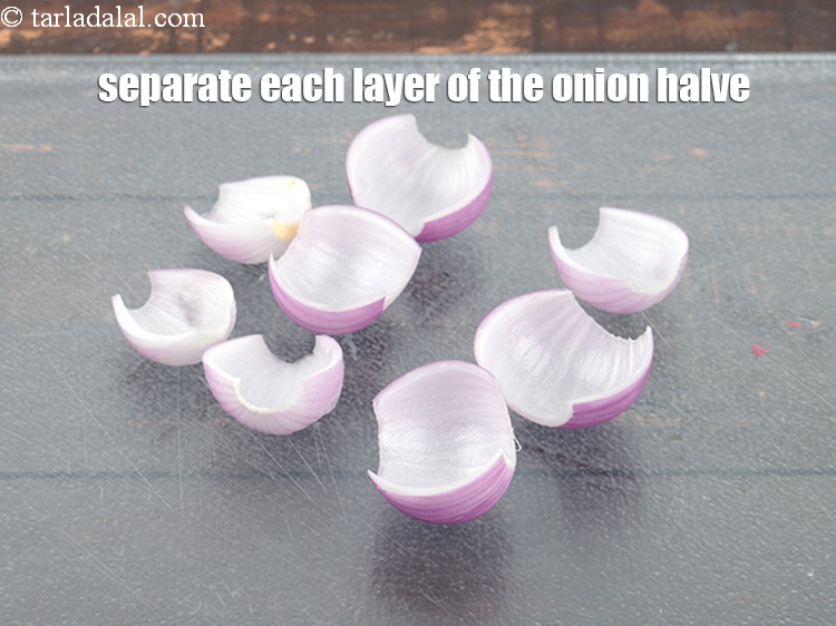 Step 8 – Separate each layer of the onion halve. We need 32 onion shells&nbsp;in all to make …