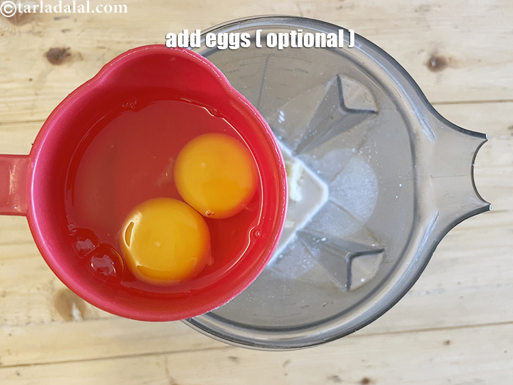 Step 11 – Add&nbsp;<meta charset="UTF-8" />2&nbsp;<a href="glossary-eggs-398i">eggs</a>&nbsp;(optional). For <strong>eggless&nbsp;banana oats pancake</strong>, drop the eggs and follow the recipe.