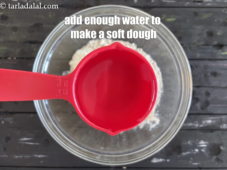 Step 9 – Add enough water to make a soft dough. We used 1/4 cup water. Then we …