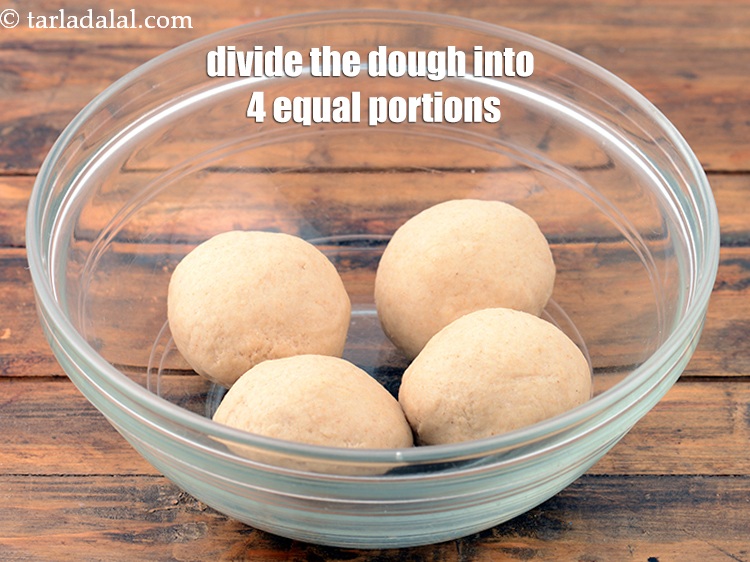 Step 8 – Divide the dough into 4 equal portions and keep aside.