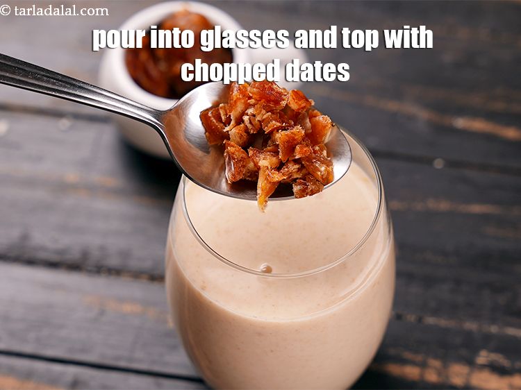 Step 8 – Chill and pour into 3 glasses and top with chopped dates. This will give added …