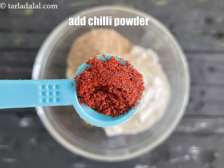 Step 10 – Add&nbsp;<meta charset="UTF-8" />1/2 tsp&nbsp;<a href="glossary-chilli-powder-red-chilli-powder-339i">chilli powder</a>.