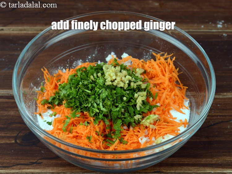 Step 7 – Add 1 tsp finely <a href="https://www.tarladalal.com/glossary-chopped-ginger-786i">chopped ginger (adrak)</a>.