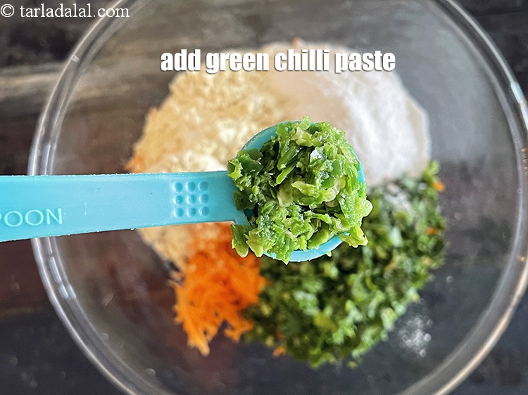 Step 7 – Add&nbsp;<meta charset="UTF-8" />1/2 tsp&nbsp;<a href="glossary-green-chilli-paste-hari-mirch-ki-paste-mirchi-paste-333i">green chilli paste</a>.