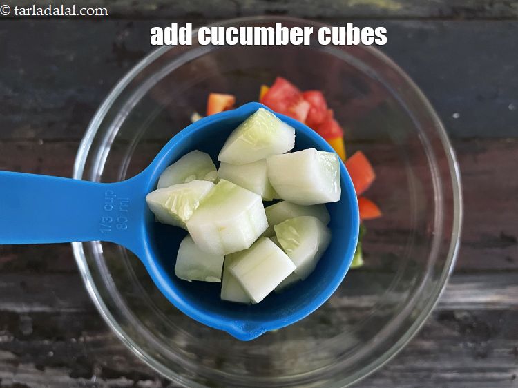 Step 21 – Add&nbsp;1/4 cup&nbsp;<a href="glossary-cucumber-cubes-726i">cucumber cubes</a>.