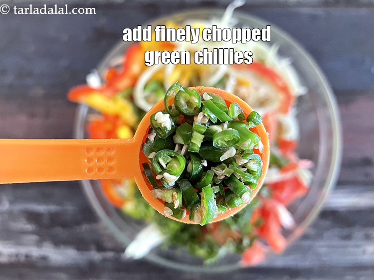 Step 19 – Add<strong> 1&nbsp;tsp&nbsp;</strong>finely&nbsp;<a href="glossary-chopped-green-chilli-820i">chopped green chillies</a>.