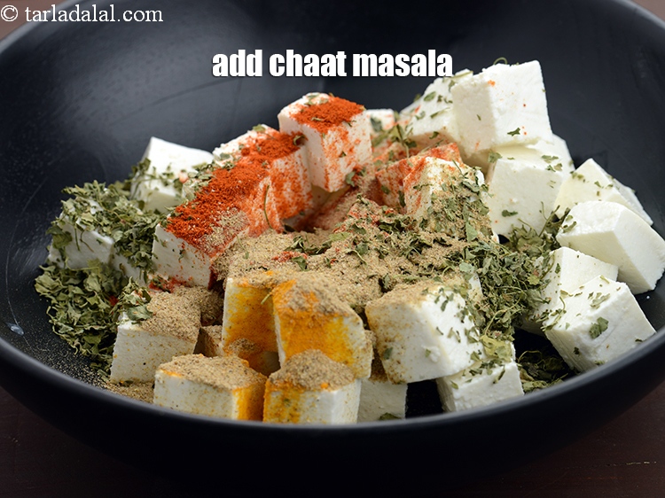 Step 7 – Add 1 tsp <a href="https://tarladalal.com/glossary-chaat-masala-300i">chaat masala</a>.