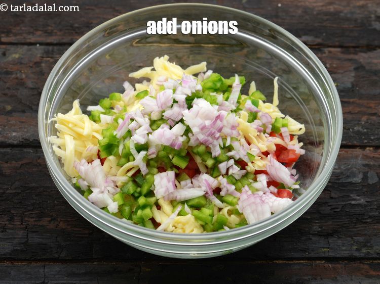 Step 7 – Add 1/4 cup&nbsp;finely&nbsp;<a href="https://www.tarladalal.com/glossary-chopped-onions-722i">chopped onions</a>.&nbsp;