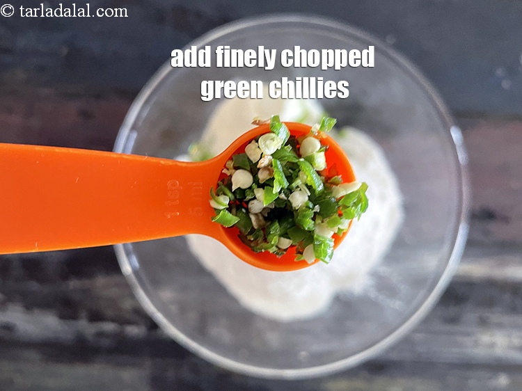 Step 19 – Add&nbsp;<meta charset="UTF-8" />2 tsp&nbsp;finely&nbsp;<a href="glossary-chopped-green-chilli-820i">chopped green chillies</a>.