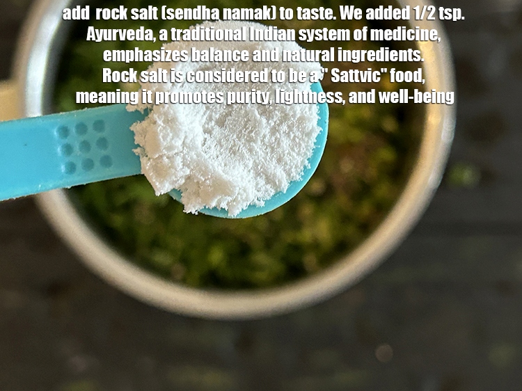 स्टेप 27 – स्वादअनुसार &nbsp;<a href=""https://www.tarladalal.com/glossary-rock-salt-sendha-namak-hindi-1644i"">सेंधा नमक</a>&nbsp;डालें। हमने xx चम्मच मिलाया है। आयुर्वेद, …