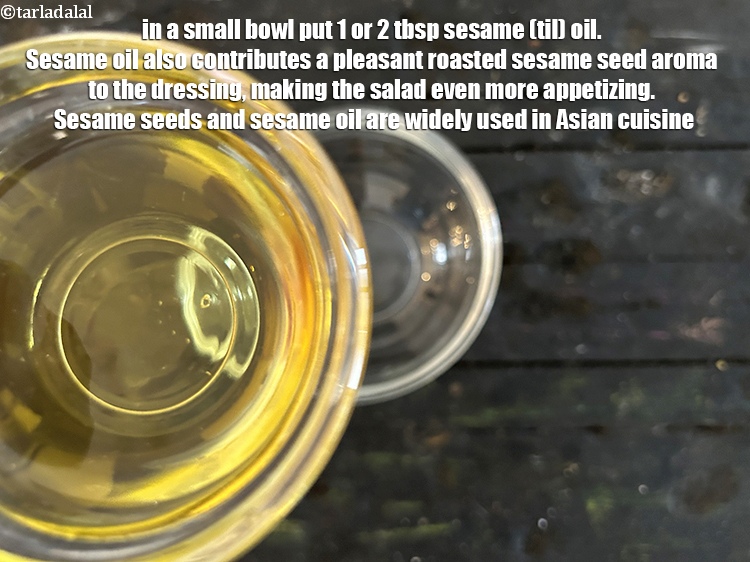 Step 8 – In a small bowl put <strong>1 or&nbsp;<meta charset="UTF-8" />2 tbsp</strong>&nbsp;<a href="glossary-sesame-oil-til-oil-gingely-oil-til-ka-tel-1032i">sesame (til) oil</a>.&nbsp;Sesame oil also …