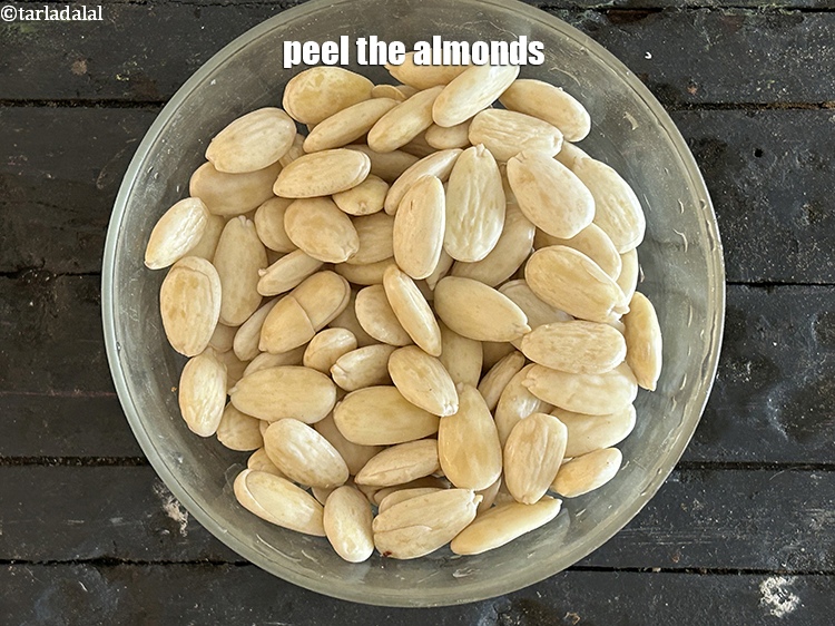 Step 8 – Peel the almonds.