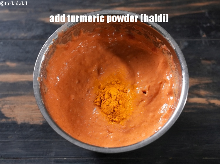 Step 7 – Add &frac12; tsp <a href="https://www.tarladalal.com/glossary-turmeric-powder-haldi-645i">turmeric powder (haldi)</a>.
