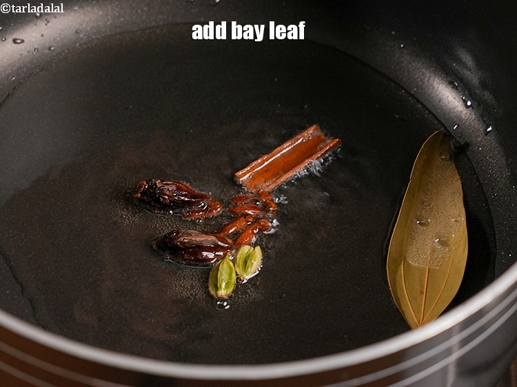 Step 8 – Add 1 <a href="https://www.tarladalal.com/glossary-bay-leaf-tejpatta-bay-leaves-189i">bay leaf (tejpatta)</a>.&nbsp;