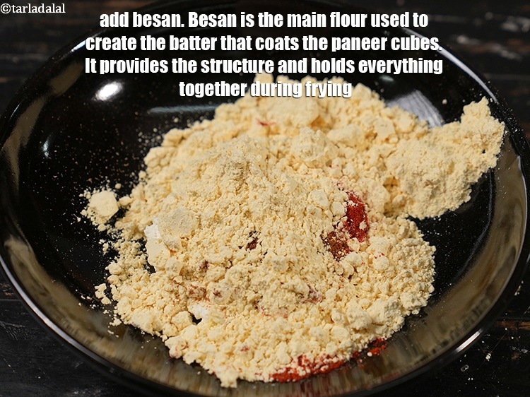 Step 8 – Add 2 tbsp <a href="https://www.tarladalal.com/glossary-besan-chana-dal-flour-bengal-gram-flour-952i">besan (bengal gram flour)</a>. Besan is the main flour used to …