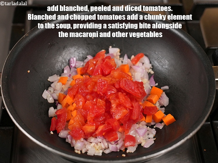 Step 8 – Add 1 cup blanched, peeled and diced <a href="https://www.tarladalal.com/glossary-tomatoes-tamatar-639i">tomatoes</a>. Blanched and chopped tomatoes add a …