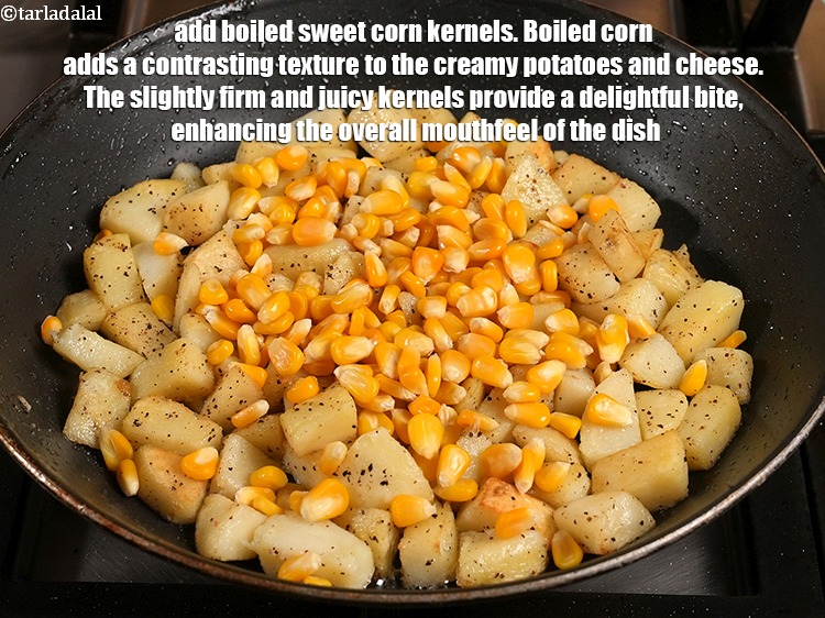 Step 8 – Add &frac12; cup <a href="https://www.tarladalal.com/glossary-boiled-sweet-corn-kernels-153i">boiled sweet corn kernels (makai ke dane)</a>. Boiled corn adds a …
