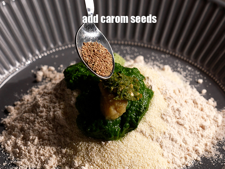 Step 8 – Add &frac12; tsp <a href="https://www.tarladalal.com/glossary-carom-seeds-ajwain-thymol-seeds-bishops-weed-266i">carom seeds (ajwain)</a>.