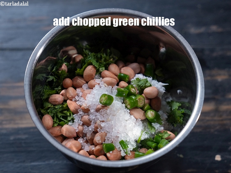 Step 8 – Add 1 tsp roughly <a href="https://www.tarladalal.com/glossary-chopped-green-chilli-820i">chopped green chillies</a>.