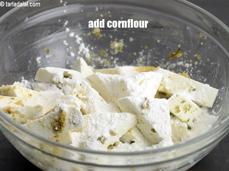 Step 9 – Add &frac14; cup <a href="https://www.tarladalal.com/glossary-cornflour-cornstarch-maize-starch-corn-flour-112i">cornflour</a>.&nbsp;
