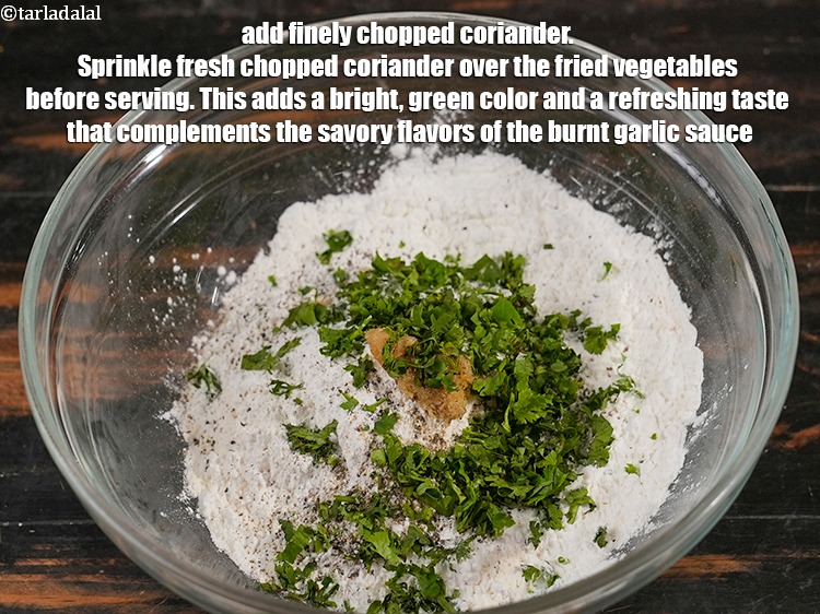 Step 8 – Add 1 tbsp finely <a href="https://www.tarladalal.com/glossary-chopped-coriander-783i">chopped coriander (dhania)</a>. Sprinkle fresh chopped coriander over the fried …