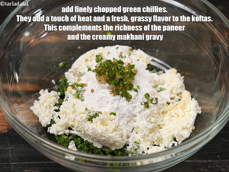 Step 8 – Add &frac12; tsp finely <a href="https://www.tarladalal.com/glossary-chopped-green-chilli-820i">chopped green chillies</a>. They add a touch of heat and …