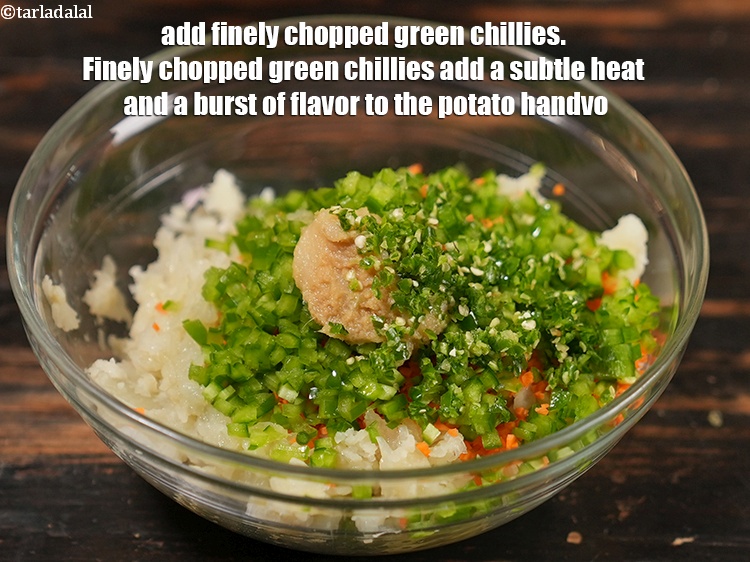 Step 8 – Add 1 tsp finely <a href="https://www.tarladalal.com/glossary-chopped-green-chilli-820i">chopped green chillies</a>. Finely chopped green chillies add a subtle …
