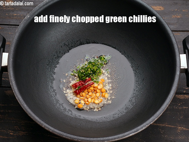 Step 8 – Add 1 tsp finely chopped green chillies.