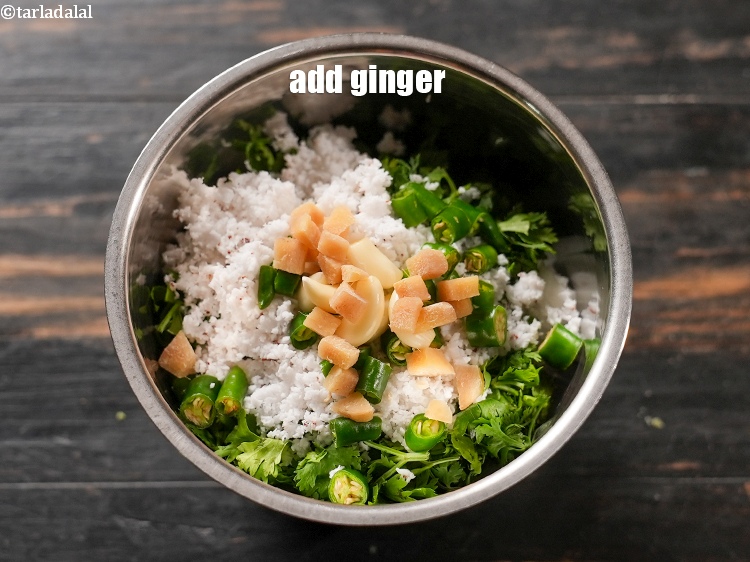 Step 9 – Add 1 tsp <a href="https://www.tarladalal.com/glossary-chopped-ginger-786i">chopped ginger (adrak)</a>.