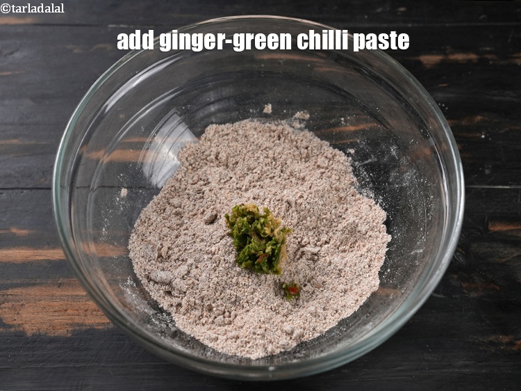 Step 8 – Add 1 tsp <a href="https://www.tarladalal.com/glossary-ginger-green-chilli-paste-adrak-mirch-ki-paste-adrak-mirchi-paste-139i">ginger-green chilli paste</a>.