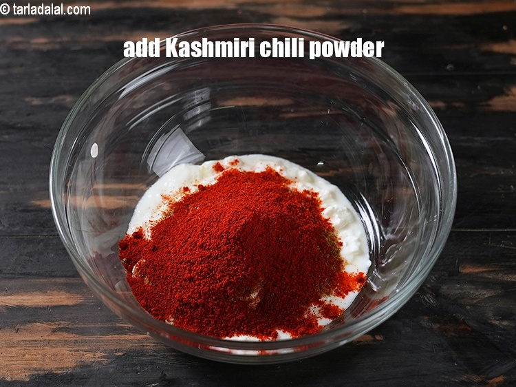 Step 15 – Add &frac12; tbsp kashmiri chili powder.&nbsp;