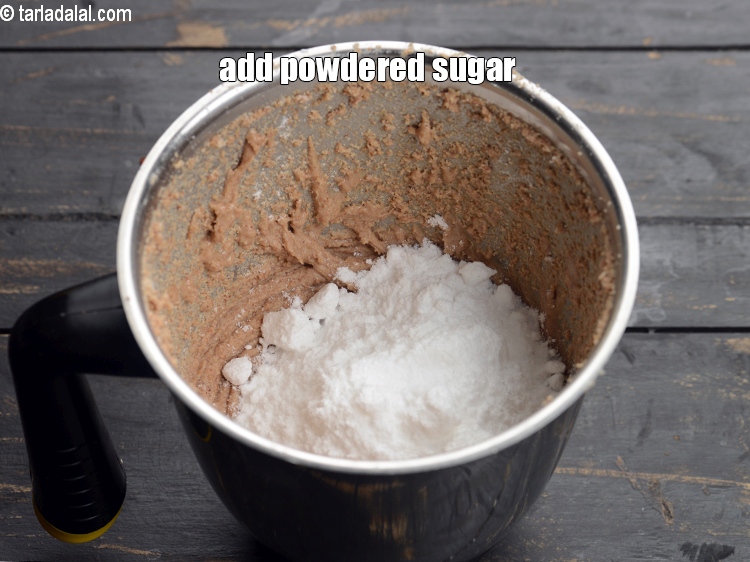 Step 8 – Add &frac34; cup <a href="https://www.tarladalal.com/glossary-powdered-sugar-280i">powdered sugar</a>.