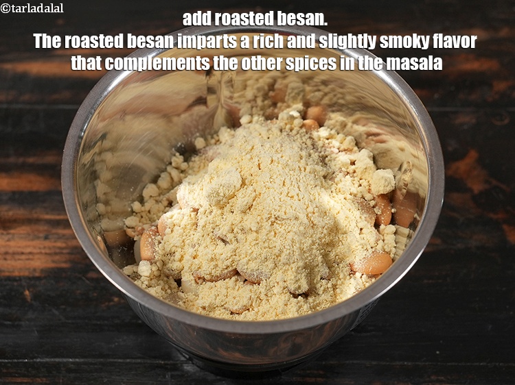 Step 8 – Add 1 tbsp <a href="https://www.tarladalal.com/glossary-besan-chana-dal-flour-bengal-gram-flour-952i">besan (bengal gram flour)</a>. The roasted besan imparts a rich and …