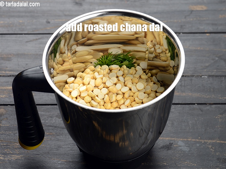 Step 8 – Add 1 cup <a href="https://www.tarladalal.com/glossary-roasted-chana-dal-roasted-daria-286i">roasted chana dal (daria)</a>.