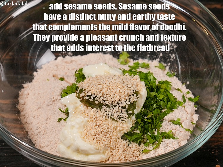 Step 8 – Add 1 tbsp <a href="https://www.tarladalal.com/glossary-sesame-seeds-til-gingelly-seeds-612i">sesame seeds (til)</a>. Sesame seeds have a distinct nutty and earthy …