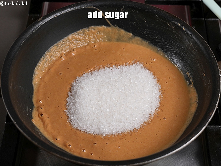 Step 8 – Add sugar. Add more or less sugar as per the sweetness your prefer in <strong>atte …