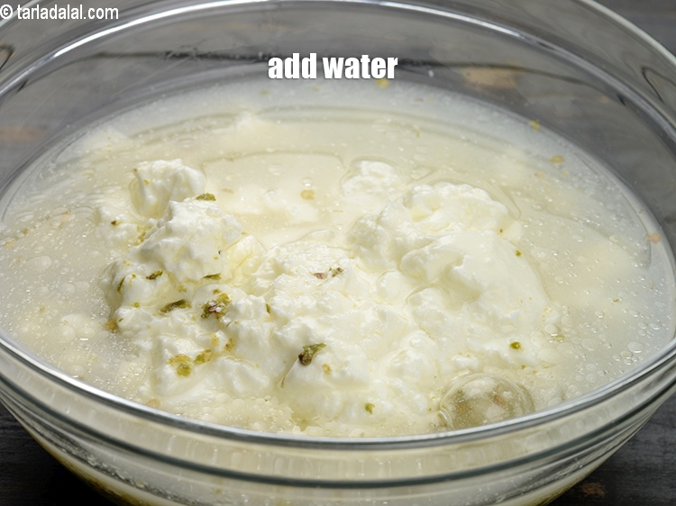 Step 9 – Add 1&frac12; cups of water in a deep bowl.