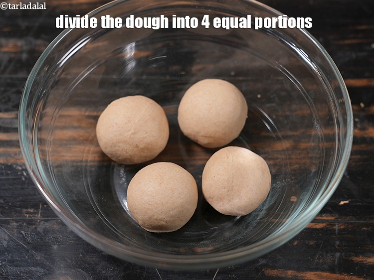 Step 11 – Divide the dough into 4 equal portions.