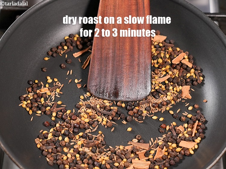 Step 8 – Dry roast on a slow flame for 2 to 3 minutes, while stirring continuously.