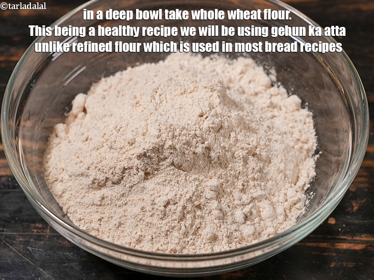 Step 12 – For preparing the dough for <strong>brown bread</strong>, in a deep bowl take whole wheat flour. …