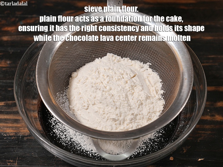 Step 8 – Sieve &frac34; cup <a href="https://www.tarladalal.com/glossary-plain-flour-maida-188i">plain flour (maida)</a>. plain flour acts as a foundation for the …