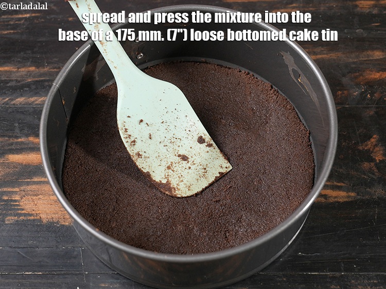 Step 8 – Spread and press the mixture into the base of a 175 mm. (7&quot;) loose bottomed …