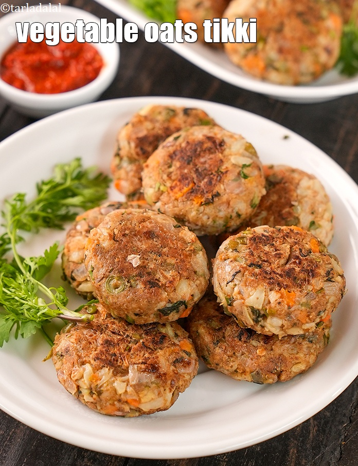 Step 40 – Serve <strong>cauliflower oats tikki | mixed vegetable tikki | healthy cauliflower tikki for weight loss …