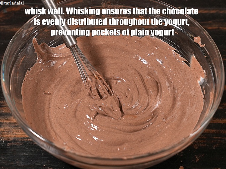 Step 8 – Whisk well.&nbsp;<meta charset="UTF-8" />Whisking ensures that the chocolate is evenly distributed throughout the yogurt,&nbsp;preventing pockets …