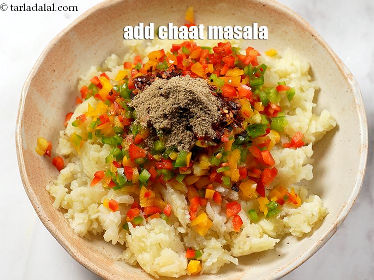 Step 8 – Add &amp;frac12; tsp &lt;a href=&quot;https://www.tarladalal.com/glossary-chaat-masala-300i&quot;&gt;chaat masala&lt;/a&gt;.