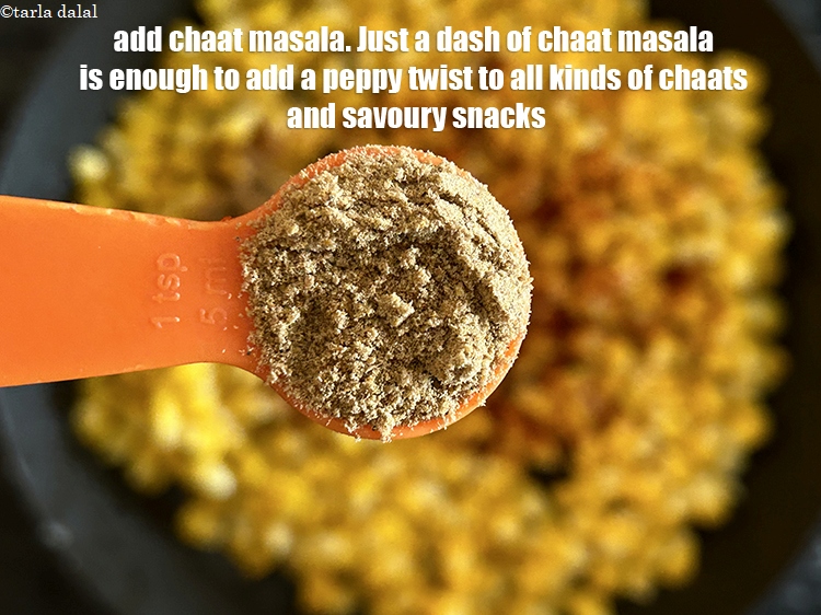 Step 15 – Add&nbsp;<meta charset="UTF-8" />1 tsp&nbsp;<a href="chaat-masala-164r">chaat masala</a>. Just a dash of&nbsp;chaat masala&nbsp;is enough to add a …