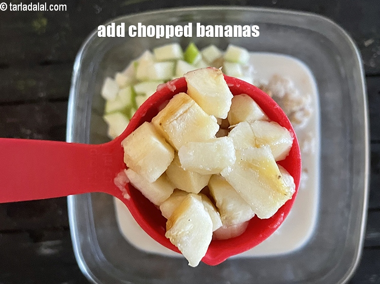 Step 16 – Add&nbsp;1/4 cup&nbsp;<a href="https://tarladalal.com/glossary-chopped-bananas-20i">chopped banana</a>.
