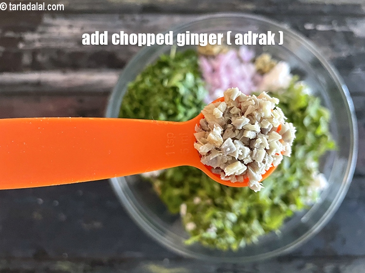 Step 21 – Add&nbsp;<meta charset="UTF-8" />1 tsp&nbsp;finely&nbsp;<a href="glossary-chopped-ginger-786i">chopped ginger (adrak)</a>.