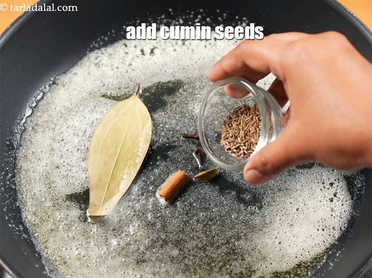 Step 8 – Add&nbsp;1 tsp&nbsp;<a href="https://www.tarladalal.com/glossary-cumin-seeds-jeera-zeera-381i">cumin seeds (jeera)</a>.