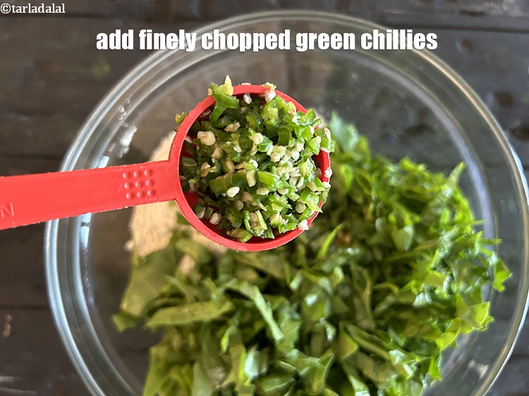 Step 9 – Add&nbsp;<meta charset="UTF-8" />1 1/2 tbsp&nbsp;finely&nbsp;<a href="glossary-chopped-green-chilli-820i">chopped green chillies</a>.